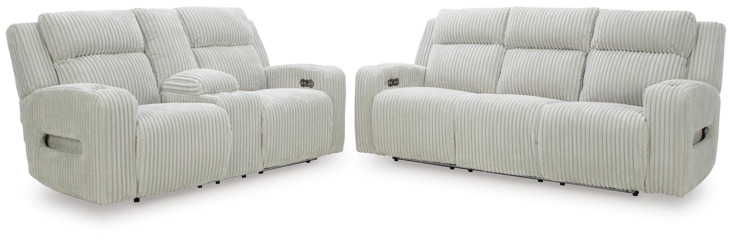8df1d5ecccdb7754d616788cab1655e1 Carvara Power Reclining Sofa and Loveseat - Image 1