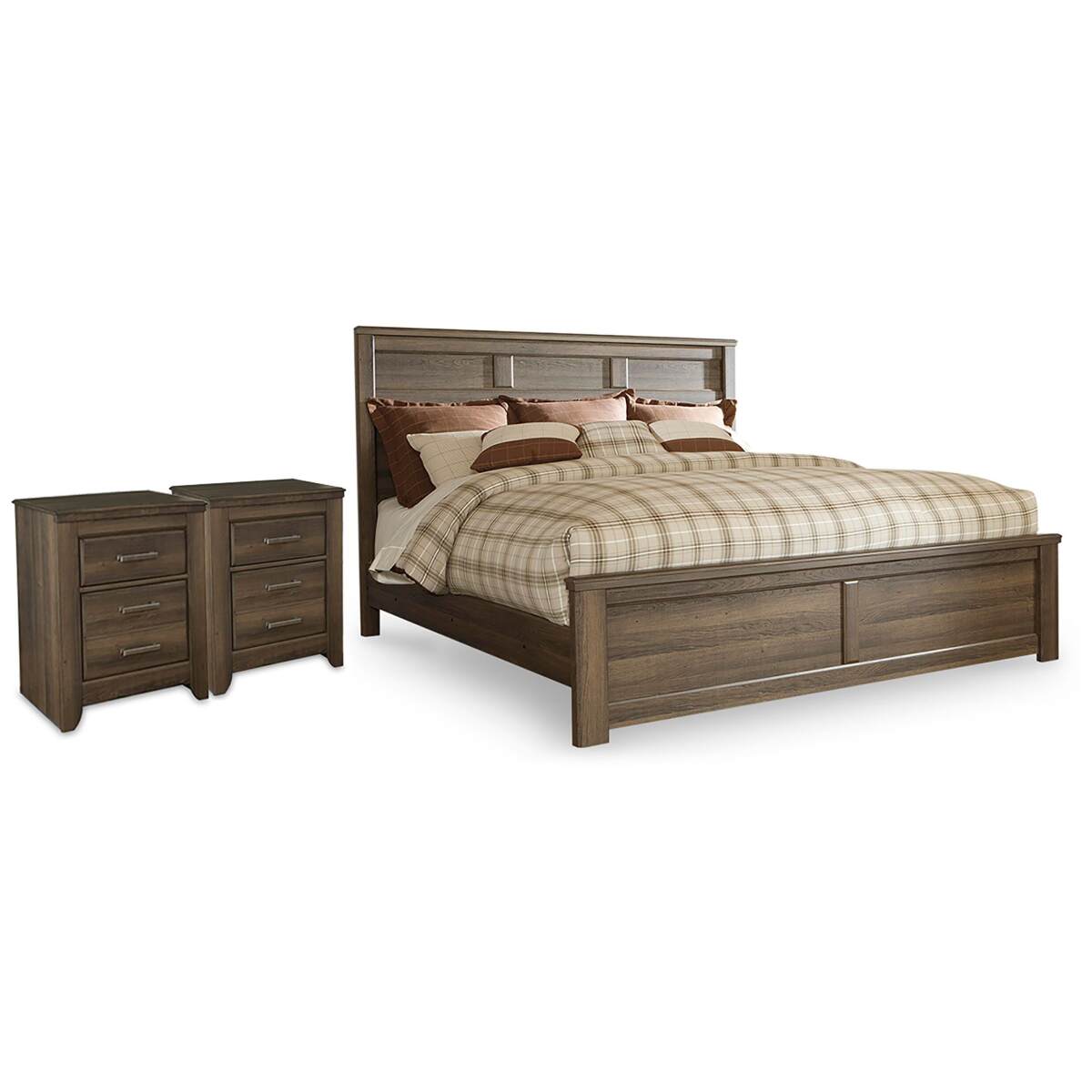8e18bd5e53023322689d1cb9034057fe Juararo King Panel Bed and 2 Nightstands - Image 1