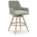 Seton Creek Outdoor Bar Height Barstool with Cushion (Set of 2) - Image 4