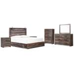 Drystan King Panel Bed with Storage, Dresser, Mirror, Chest and 2 Nightstands