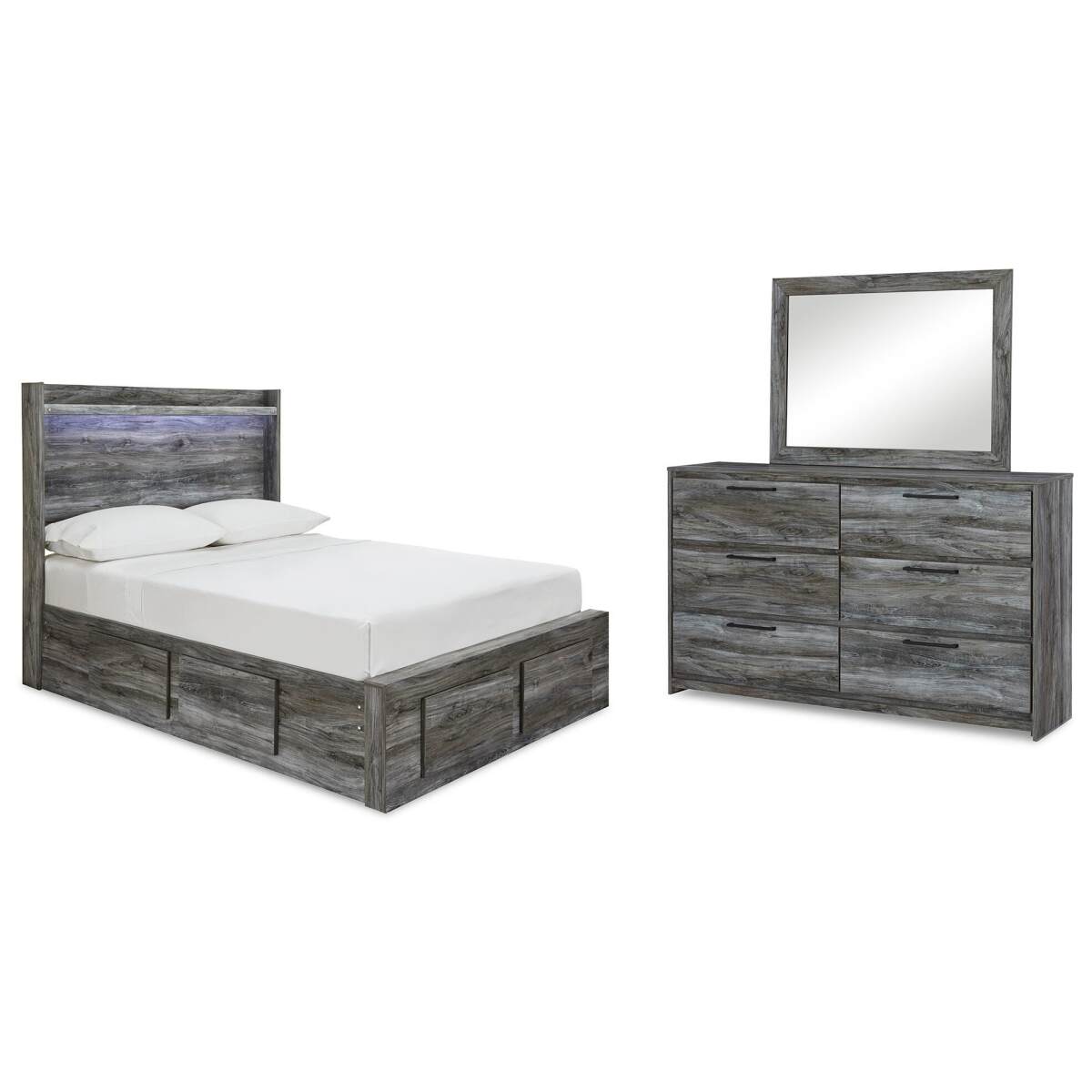 8fdad20a4a19e6e59be1fe5eb818f8dc Baystorm Full Panel Storage Bed, Dresser and Mirror - Image 1