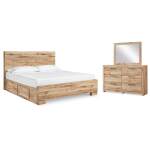 Hyanna King Panel Bed with 2 Side Storage, Dresser and Mirror