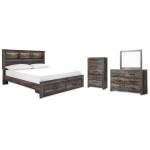 Drystan King Storage Bed, Dresser, Mirror and Chest