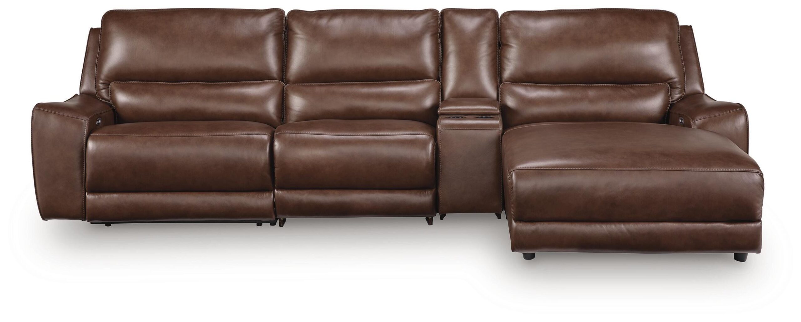 930ffbe51f55c87bbcb499700c4de233 DeepWakes 4-Piece Reclining Sectional with Chaise and Storage Console - Image 1