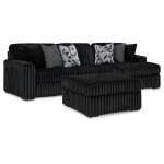 Midnight-Madness 2-Piece Sectional and Oversized Accent Ottoman