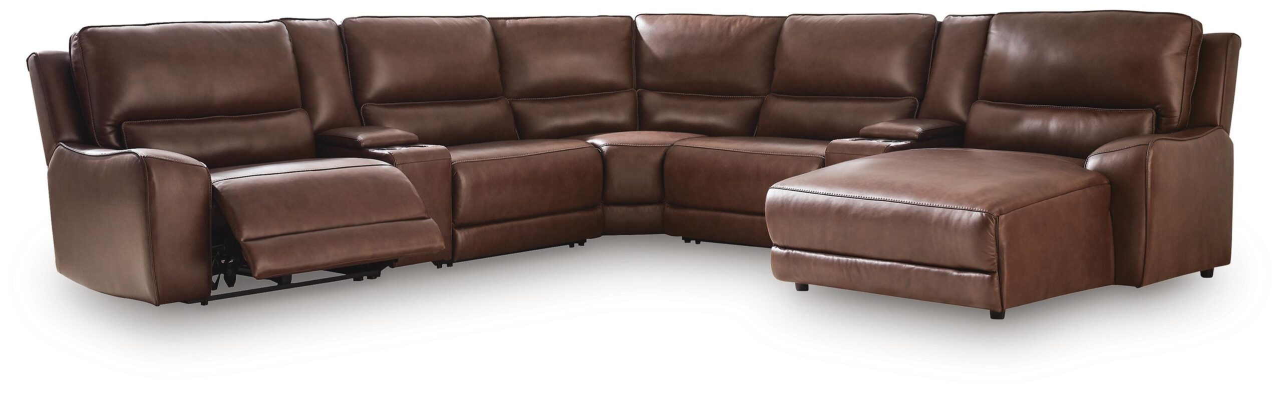 9424ae3dc5c4ed6f424f803f23e8196a DeepWakes 7-Piece Reclining Sectional with Chaise and Storage Consoles - Image 1