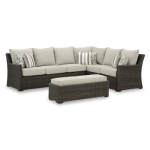 Brook Ranch Outdoor Sofa Sectional/Bench with Cushion (Set of 3)