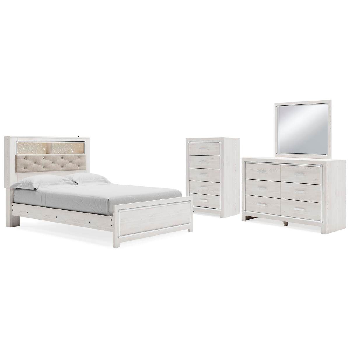 94d5395d13511190096d4f81a74a61a7 Altyra Queen Bookcase Panel Bed, Dresser, Mirror and Chest - Image 1