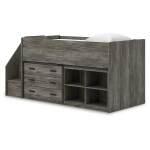 Frandern Twin Loft Bed with Bookcase and Drawer Storage - Image 6