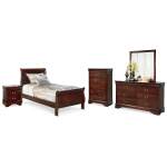Alisdair Twin Sleigh Bed, Dresser, Mirror, Chest and Nightstand