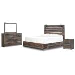 Drystan King Panel Bed with Storage, Dresser, Mirror and Nightstand