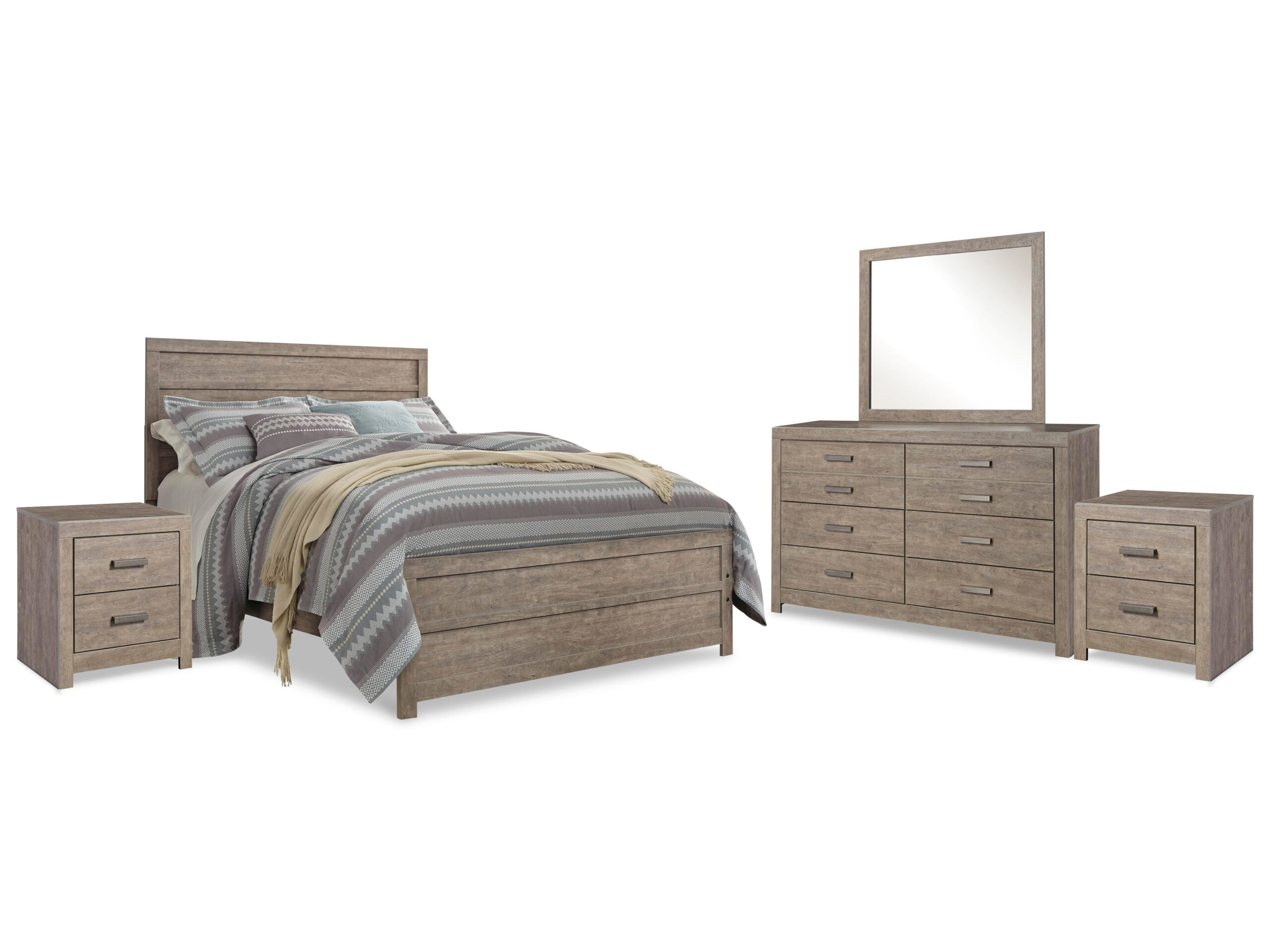 974e3d869ebf0a8f39e8f39756a6a76e Culverbach Queen Bed with Mirrored Dresser and 2 Nightstand - Image 1