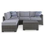 Petal Road Outdoor Loveseat Sectional/Ottoman/Table Set (Set of 4) - Image 4