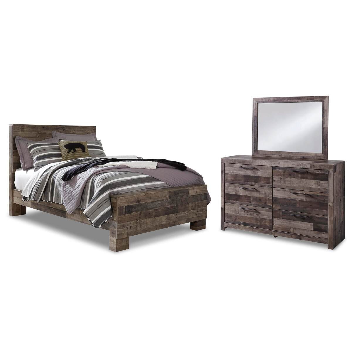 9912d9a0e8b447369e1b546d162960ee Derekson Full Panel Bed, Dresser and Mirror - Image 1