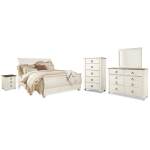 Willowton King Sleigh Bed, Dresser, Mirror, Chest and Nightstand