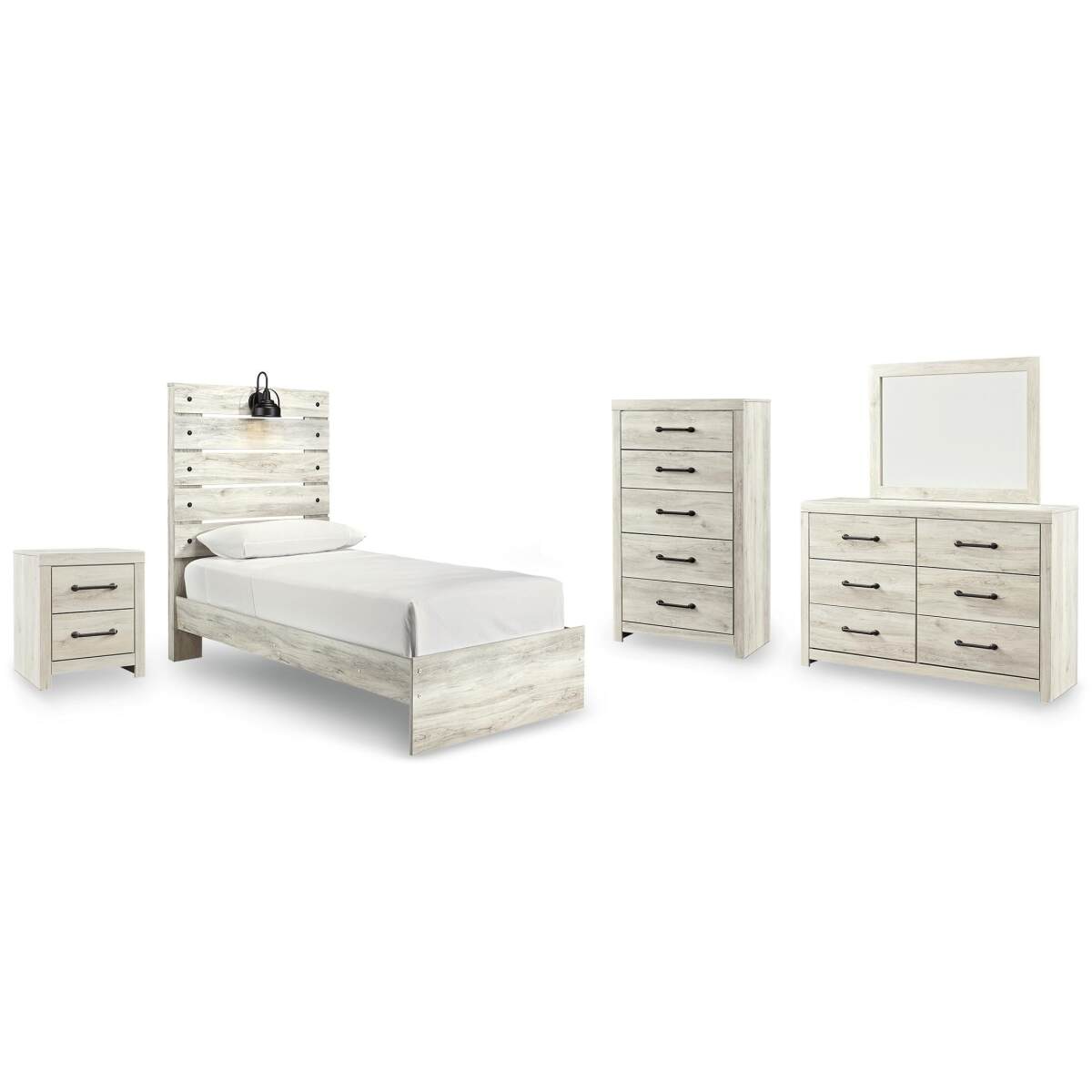 9d61cd3159899b709cea2ab2a40d7592 Cambeck Twin Panel Bed, Dresser, Mirror, Chest, and Nightstand - Image 1