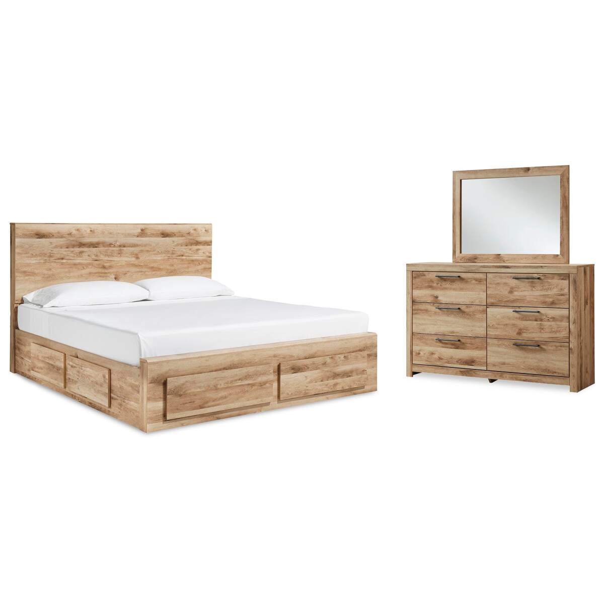 9d6ef23b43c7085db579f0820ee7ed1e Hyanna Queen Panel Storage Bed with 1 Side Storage, Dresser and Mirror - Image 1