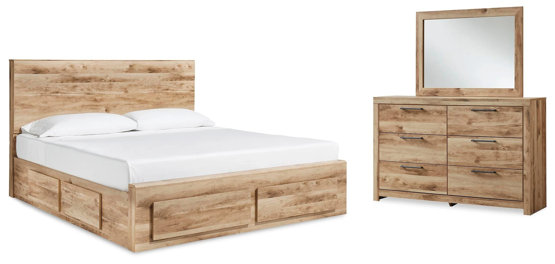 9d6ef23b43c7085db579f0820ee7ed1e Hyanna Queen Panel Storage Bed with 1 Side Storage, Dresser and Mirror - Image 1