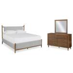 Lyncott King Upholstered Bed, Dresser and Mirror