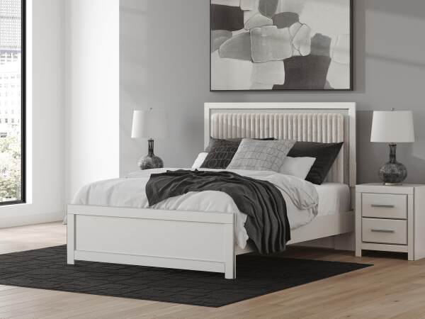 Zuraleus Queen Upholstered Panel Platform Bed, Dresser and Mirror - Image 16