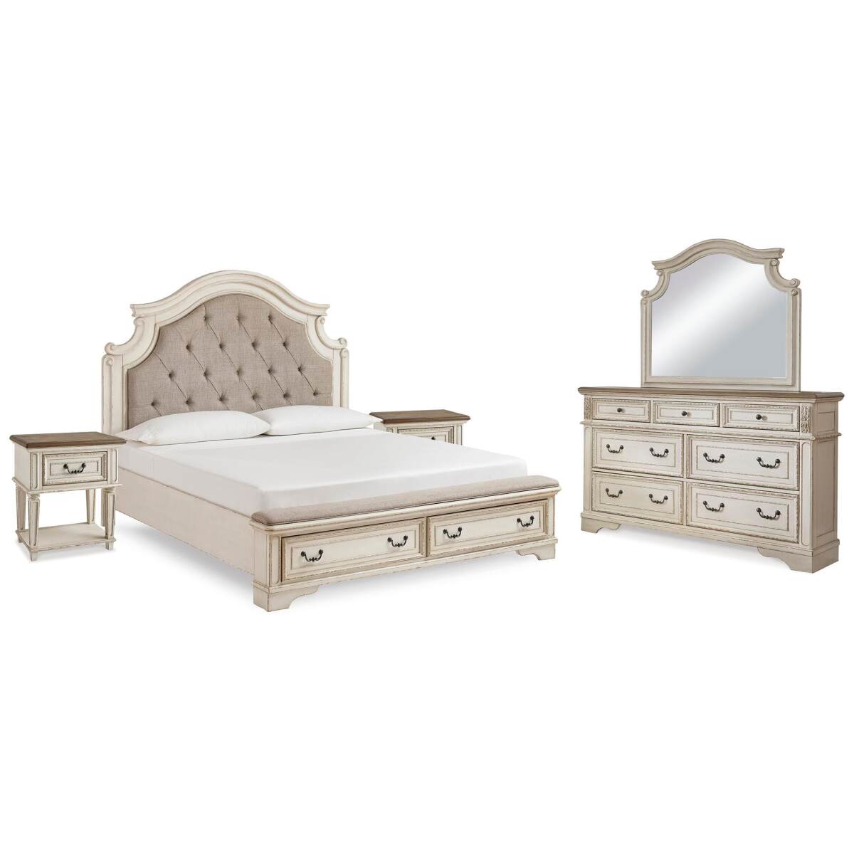 a0b3b664e6c99122667de261d42e3263 Realyn King Panel Bed, Dresser, Mirror and 2 Nightstands - Image 1
