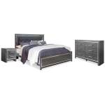 Lodanna King Upholstered Panel Bed, Dresser and Nightstand