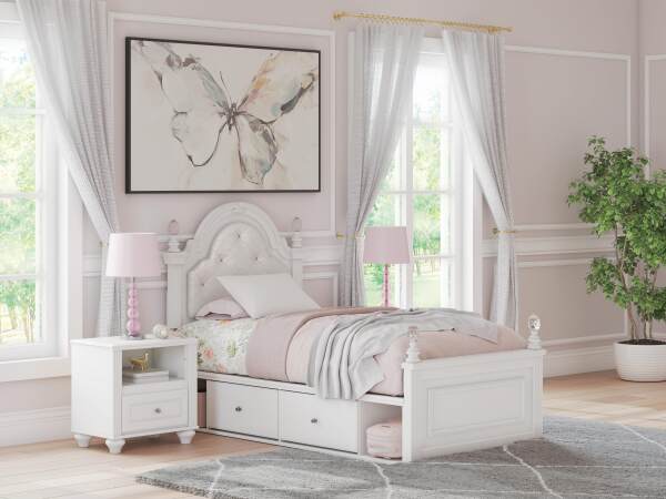 Kozlani Twin Upholstered Panel Bed with Storage - Image 3