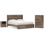 Elbrim King Panel Storage Bed, Chest and Nightstand