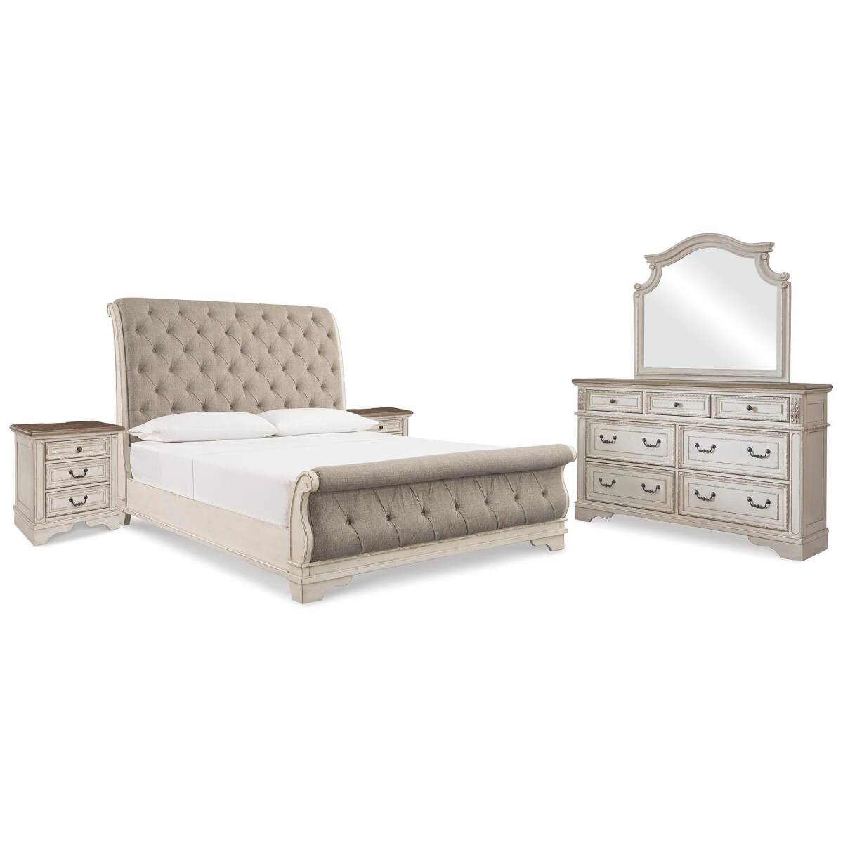 a306b4462921c89e7b784419da3fe763 Realyn King Upholstered Sleigh Bed, Dresser, Mirror and 2 Nightstands - Image 1
