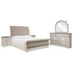 Realyn King Upholstered Sleigh Bed, Dresser, Mirror and 2 Nightstands