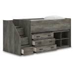 Frandern Twin Loft Bed with Bookcase and Drawer Storage - Image 5