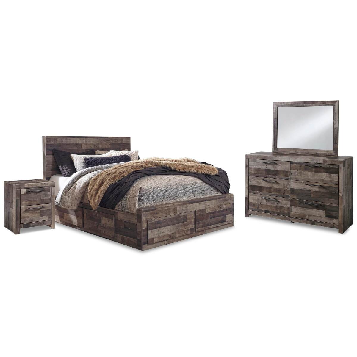 a5a08c93585370444be8ed2ade539b82 Derekson Queen Panel Storage Bed, Dresser, Mirror and 2 Nightstands - Image 1