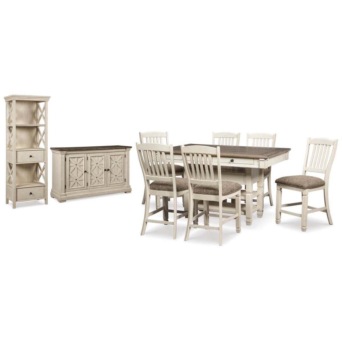 a79c1664f6ab85c881c2f6d97595d922 Bolanburg Counter Height Table with 6 Barstools, Server and Display Cabinet - Image 1