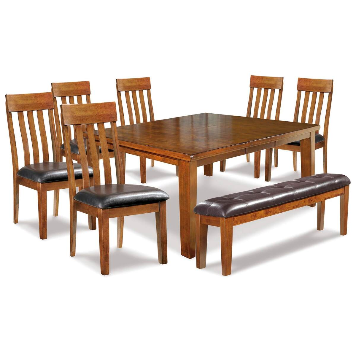 a968443a64a2bf84d7ed12439a7b6c92 Ralene Dining Table and 6 Chairs and Bench - Image 1
