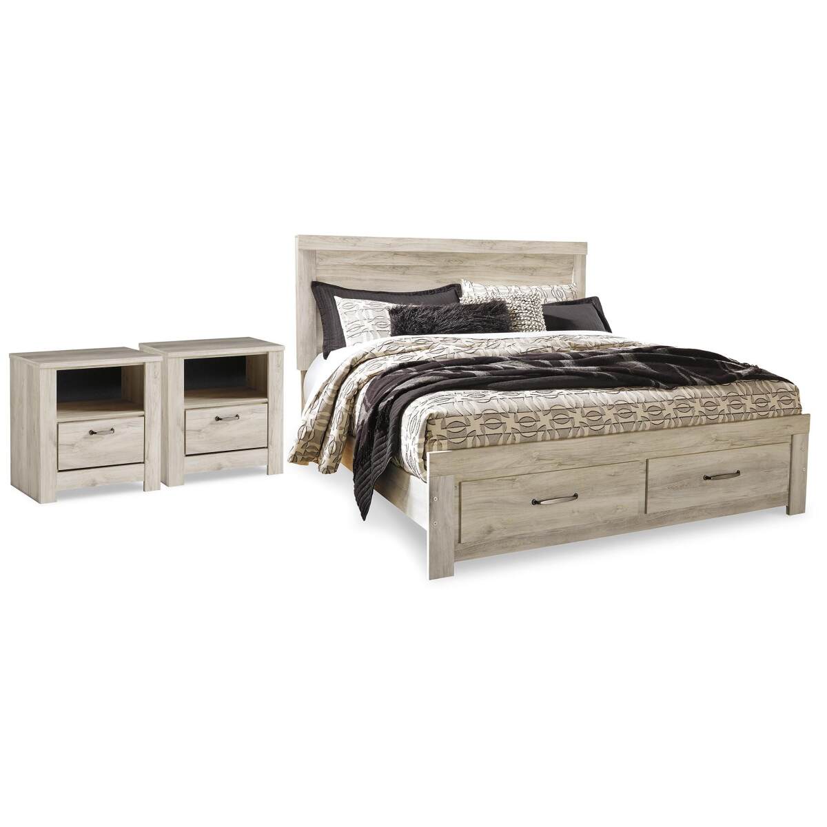 aa252774d01d841e993c3c55b26a655f Bellaby King Storage Bed and 2 Nightstands - Image 1