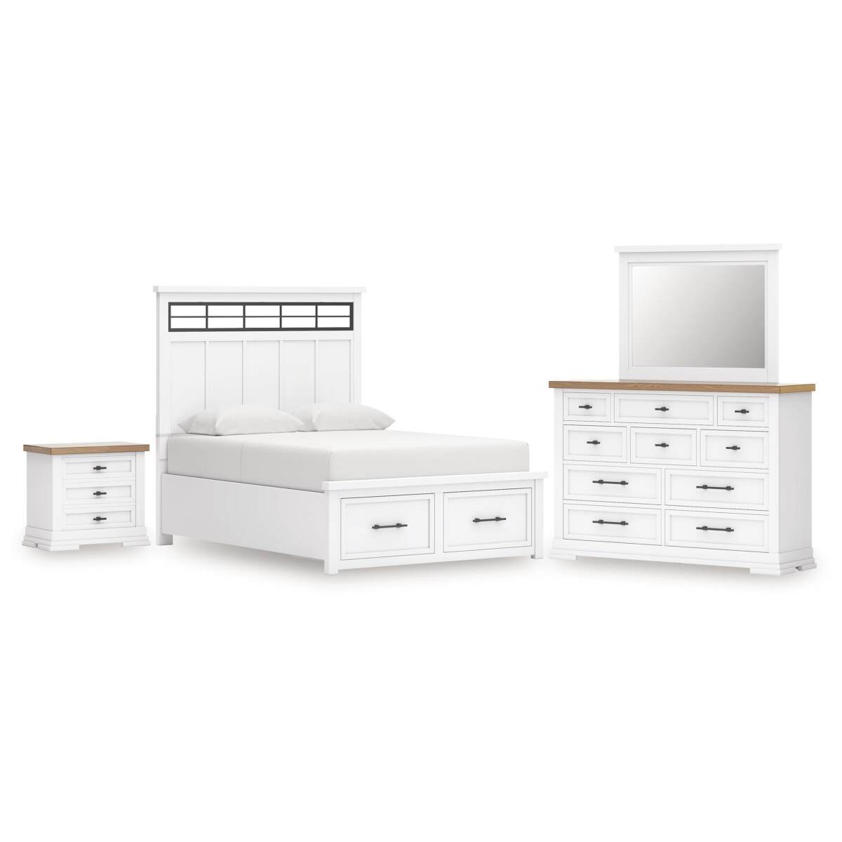 aaf75743ee9924989eee5ce9c880bedb Ashbryn King Panel Storage Bed, Dresser, Mirror and Nightstand - Image 1