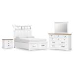 Ashbryn King Panel Storage Bed, Dresser, Mirror and Nightstand