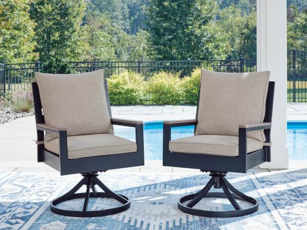 East Beach Outdoor Swivel Chair with Cushion (Set of 2) - Image 3