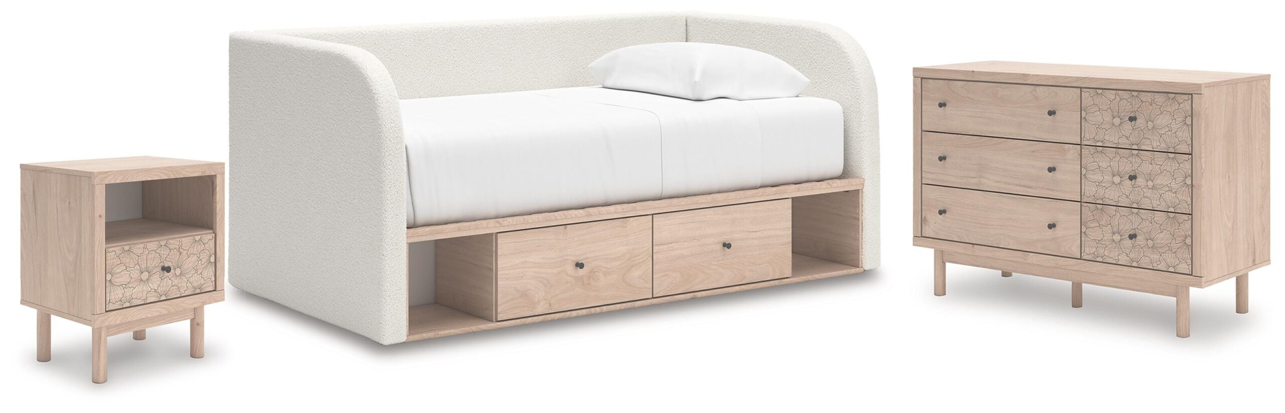 ac47c65805f8ef093944e4a615a050bf Arloster Twin Day Bed with Storage, Dresser and Nightstand - Image 1