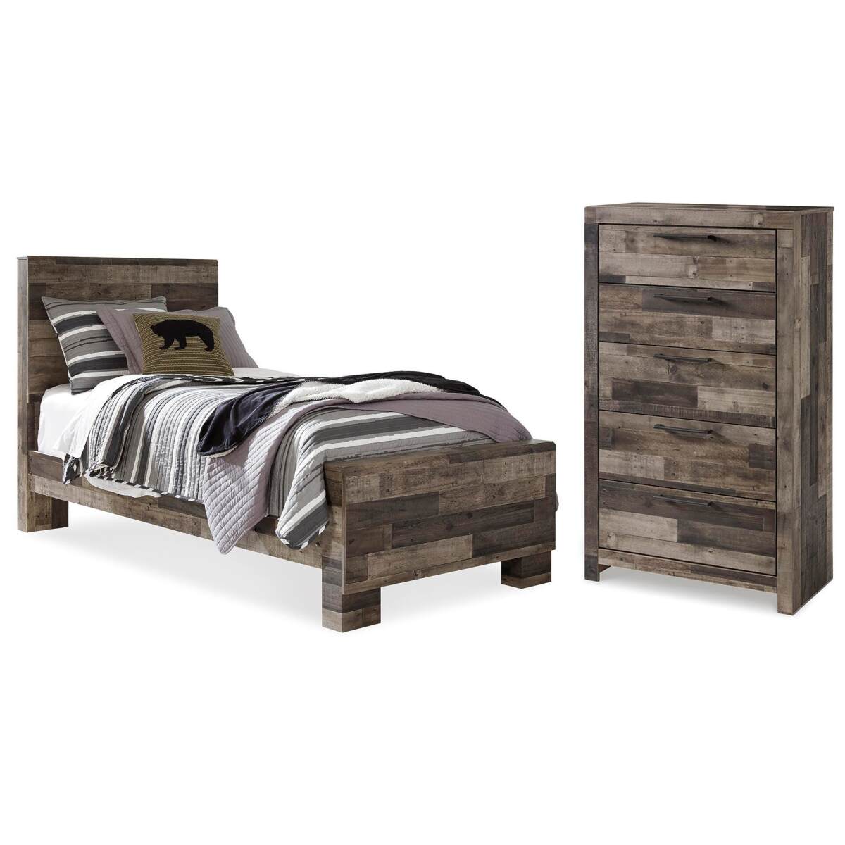 ad3107d6de110cc5317035b8ece0b902 Derekson Twin Panel Bed and Chest - Image 1
