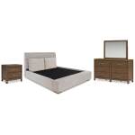 Cabalynn King Upholstered Bed, Dresser, Mirror and Nightstand