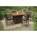 Paradise Trail Outdoor Bar Fire Pit Table with 6 Barstools - Image 4