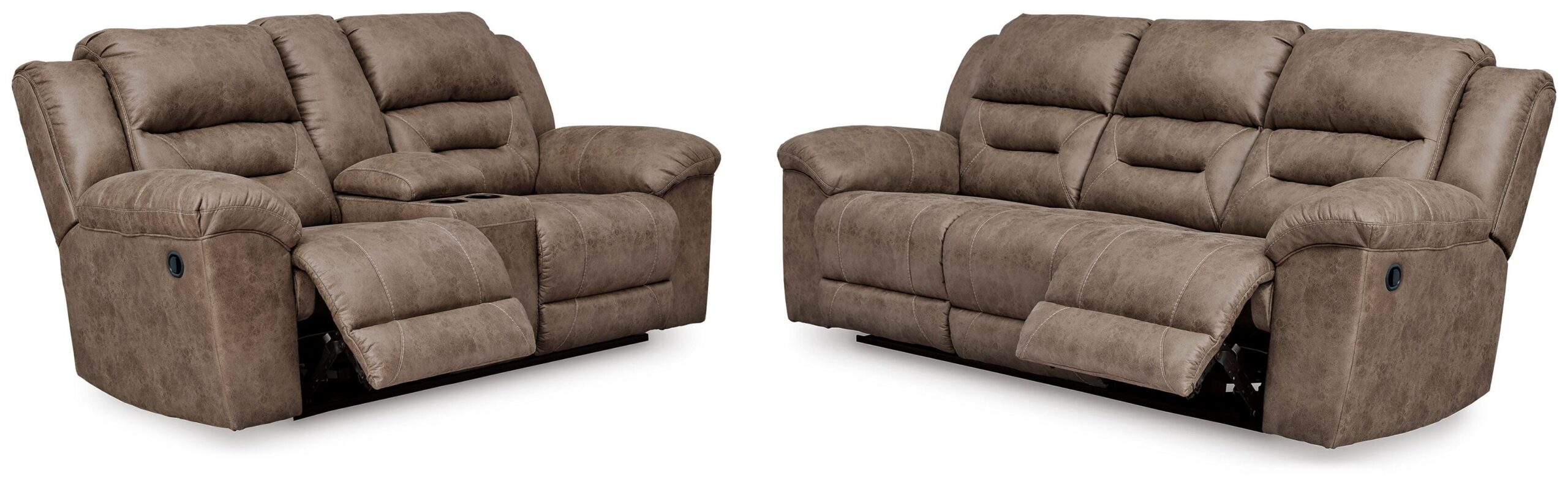 b2de913fa4e16710da89ec65a2a0b654 Stoneland Reclining Sofa and Power Reclining Loveseat - Image 1