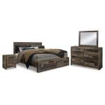 Derekson King Panel Storage Bed, Dresser and Nightstand