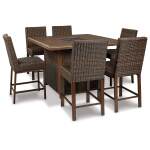Paradise Trail Outdoor Bar Fire Pit Table with 6 Barstools - Image 3