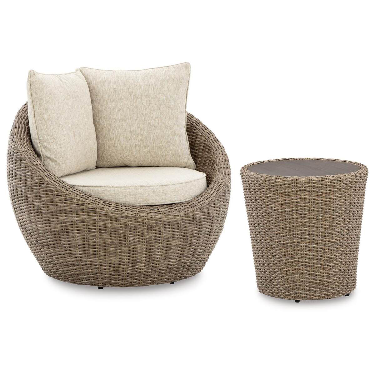 b5c1e94347140b290c4e1c702d61aa61 Danson 2 Swivel Lounge Chairs and End Table - Image 1