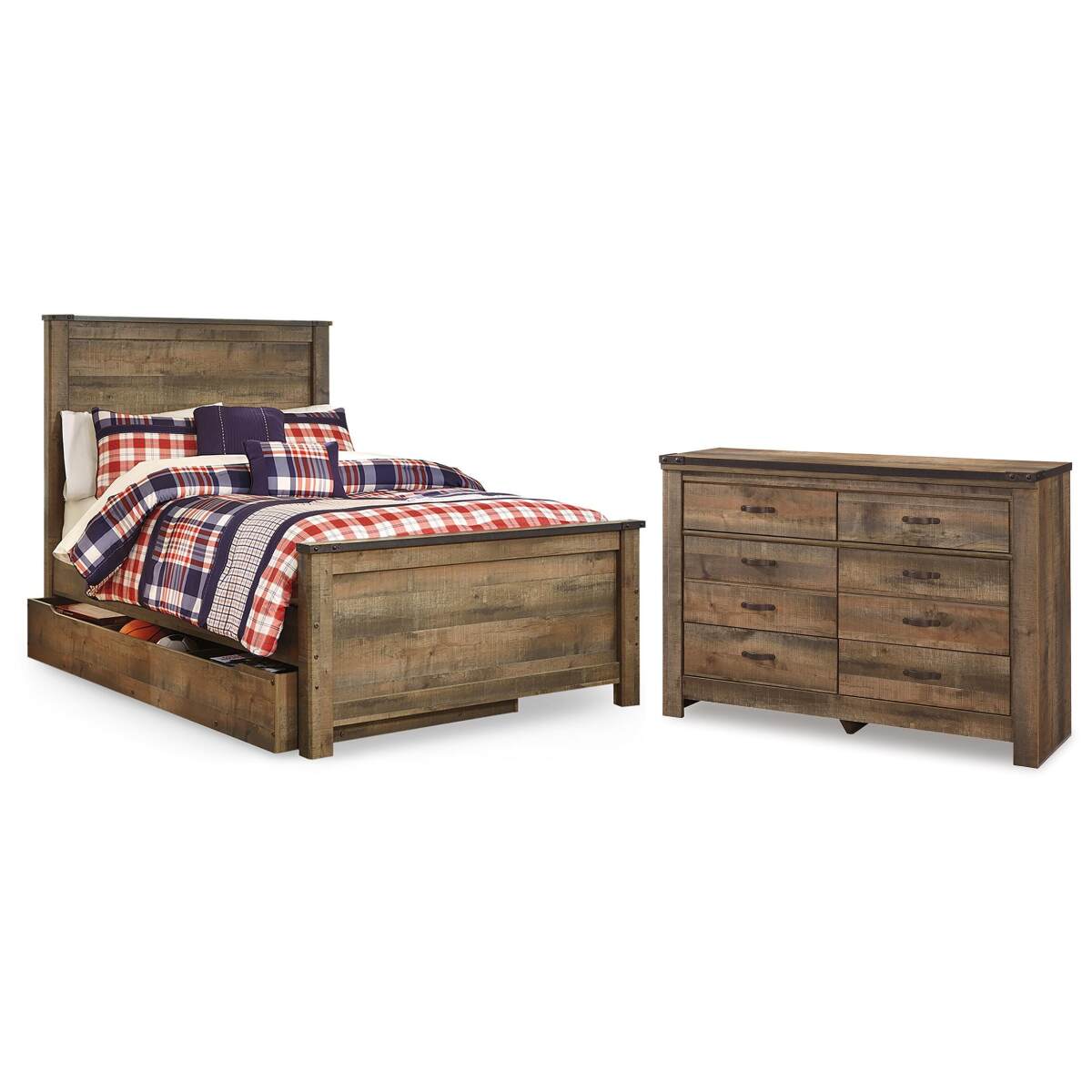 b5dc530894c46cf2c18505fd34440da1 Trinell Full Panel Bed with Storage and Dresser - Image 1