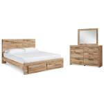 Hyanna Queen Panel Storage Bed, Dresser and Mirror