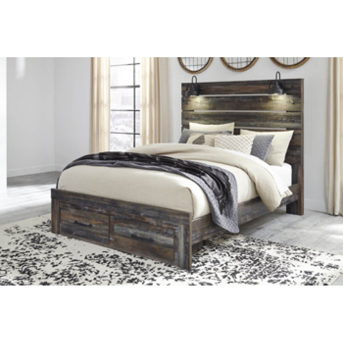 b60ba92392afb9e1420d0fe64ee863e0 Drystan Queen Panel Bed with 2 Storage Drawers - Image 1