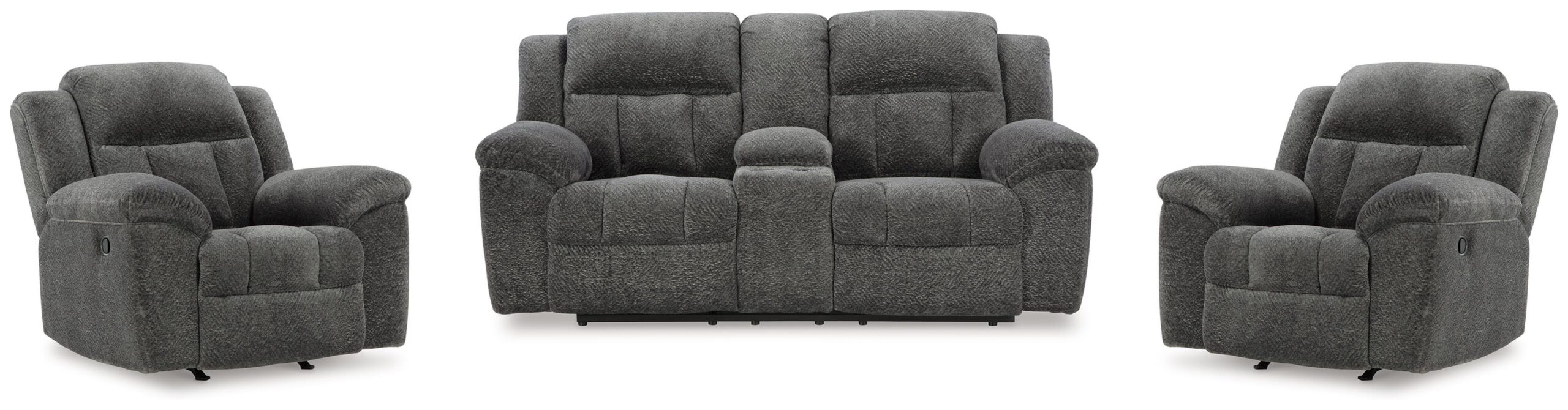 b6549c519ad0686b0107c31e2455c779 Frohn Reclining Loveseat with Console and 2 Recliners - Image 1